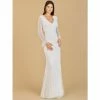 Lara Long Sleeve Fringe Bridal Gown Dresses Ivory