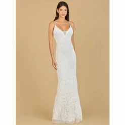 Lara Beaded Spaghetti Strap Fitted Gown - Ivory Dresses