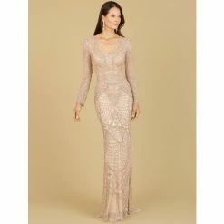 Lara Long Sleeve Beaded Dress Dresses Rose Gold