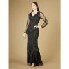 Lara 29173 - Long Sleeve Beaded Dresses With Sheer Sleeves Black