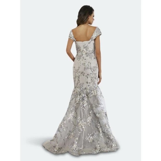 Lara 29642 - Cap Sleeve Mermaid Gown Dresses Grey - Image 2