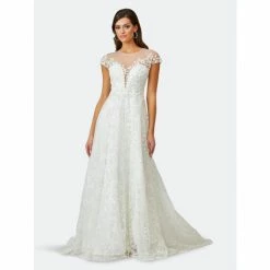 Lara 51041 - Cap Sleeve Lace Ballgown Dresses Ivory