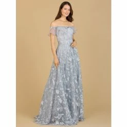 Lara Flutter Off Shoulder Lace Gown Dresses Slate