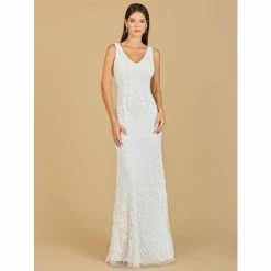 Lara V-Neck Beaded Bridal Dress - Ivory Dresses