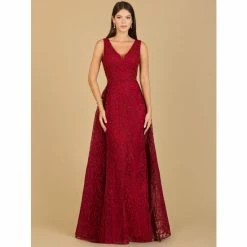 Lara Lace Embroidered Overskirt Dress Dresses Dark Red