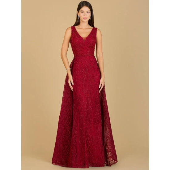 Lara Lace Embroidered Overskirt Dress Dresses Dark Red