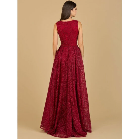 Lara Lace Embroidered Overskirt Dress Dresses Dark Red - Image 2