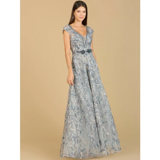 Lara Lace Embellished A-Line Dress Dresses Blue Multi