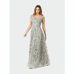 Lara Cap Sleeve Ball Gown Dresses Green Lava