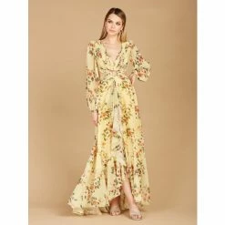 Lara Long Sleeve V-Neck, Layered Skirt Print Dress Dresses Blush